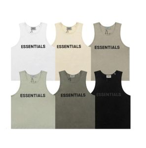 ESS MENS TANK TOP T SHIRT TREND Märke tredimensionell bokstäver Pure Cotton Lady Sports Casual Loose High Street ärmlös Vest Top EU Size S-XL High Quality 43354