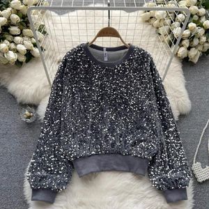 Kobiety z kapturem jesień i zimowe sens konstrukcyjny ciężka cekinowa wspaniałomyślna moda lekka luksusowy sweter seniorów