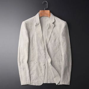 Homem blazer linho fino masculino verão branco de terno para homens protetora solar de protetor solar slim fit casual 240422