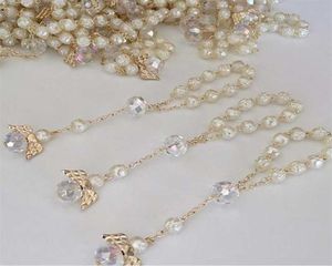 10pcs Ivory Color Baptism Favors with Angels Mini Rosaries Gold Plated Acrylic BeadsChristening Communion Finger Rosari 2201242031845