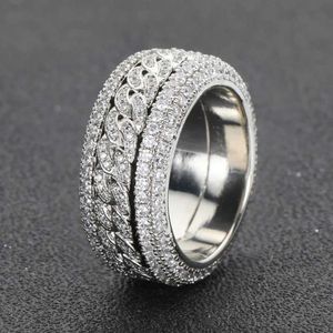 Полосовые кольца Hoyon Moissanite Diamond в форме мужское кубинское кольцо S925 Sterlsilver Gold Ring