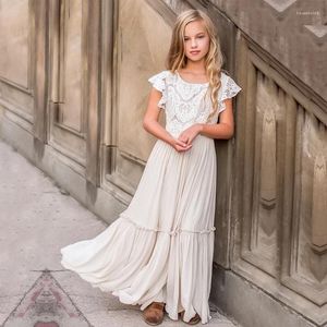 Abiti da ragazza 3-8 anni Girls Lace Boemia Long Toddler Kids Flower Wedding Princess Party Vestidos Costume Bambini Abbigliamento