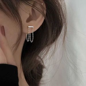 Stud Silver Color Trendy Design Double Chain Tassel Stud Earrings For Women New Arrival Simplicity Earrings Fashion Jewelry