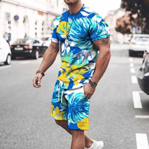 Herren Tracksuits Neue Sommer Männer 2-teilige Set Tracksuits Casual Fashion Short Slves 3D Print T-Shirt+Shorts Hosen Anzüge Herren Kleidung Outfit T240507