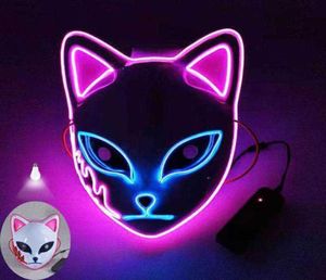 Anime Kimetsu No Yaiba LED Mask Cosplay Props Sabito Kamado Tanjirou Makomo Halloween Party Light Maschere per adulti1297542