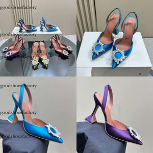 MUADDI AMINA CRYSTAL-AMBELLISS BUBLE STAIN PUMPS 신발 스풀 힐 슬링 백 샌들 여성 디자이너 드레스 신발 원본 에디션