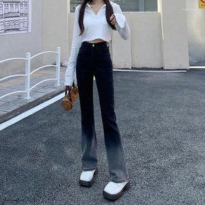 Women's Jeans Chic Women Streetwear Single-breasted Elastic Denim Wide Leg Pants Korean Business Soft Trouser 2024 U46