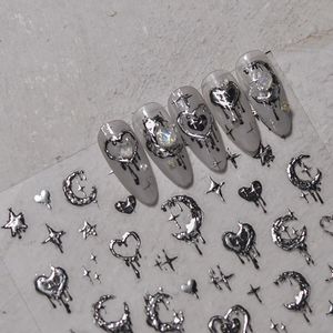 5D Realista Relester Salto Silver Merred Heart Moon Stars Balão Anjo Amor Adesivo Nail Art Sticks Decals Manicure Charms 240509