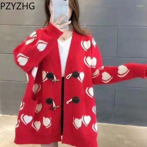 Women's Knits Women Knitted Sweater Coat Plus Size Long Cardigan Loose Fairy In Autumn Winter Medium Style V-neck Fashion Simple Outwear