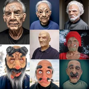 Party Masks Dad role-playing party mask Halloween funny old man grandpa wrinkled costume props Q240508