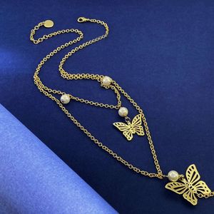 Новое прибытие бренд модный шарм длинное ожерелье бабочка подвеска для ретро -жемчужного стиля сети женских ювелирных украшений женские ювелирные изделия