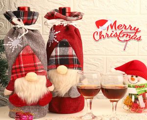 Świąteczne butelki do wina torby wakacje Święty Święty Claus Butelki szampana pokrywa czerwone dekoracje stołowe do domu 8113509