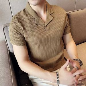 Men's Polos High end fashion intelligent leisure British style polo shirt summer new short sleeved mens lapel button breathable thin top Q240508