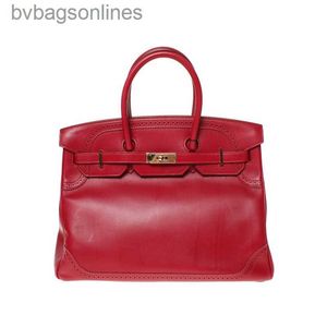 High Quality Advanced Hremms Leather Bags Designer Women Bag New Red Gold Buckle Birkkis 35 Womens Handbag Bag