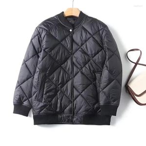 Women's Jackets Maxdutti Autumn And Winter Quilted Flight Jacket Black Loose Coat Women Bomber Tops