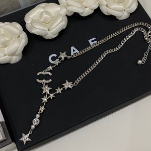 Boutique 18k Silver Plated Necklace Brand Designer Fashionable Star Shaped Design Necklace High Quality Diamond Jewelry Charming Girl Necklace Box