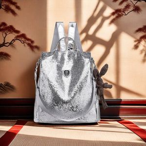 Bolsa de ombro feminina por atacado Nicho de lantejoulas de lantejoulas de lantejoulas diárias corker cor sólida cor oxford lazer backpack anti -roubo feminino de mochila leve 9333#