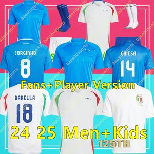 24 25 Fußballtrikots Italienisch 2024 2025 Euro Cup Nationalmannschaft Baggio Italia Jersey Verratti Chiesa Vintage Jorginho Fußball -Shirt Barella Maldini Kids Kit