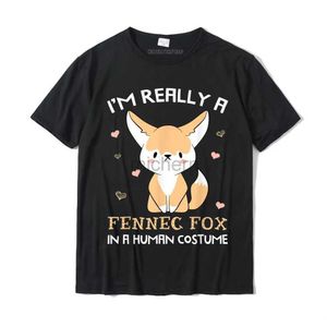 Erkek Tişörtleri Ben gerçekten bir Fennecker Fox'um İnsan Giysileri Giyen Bir Eğlenceli Hediye T-Shirt Faddish 3D Baskılı T-Shirt Pamuk Erkek Üst Gömlek Tasarım D240509