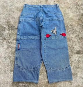 Men's Jeans Big pocket boxing kangaroo print washed wide-leg jeans Y2K hip-hop street casual loose Harajuku personality denim men Q240509