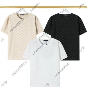 Mens Plus Tees Designer Men Casual T-shirt Broderi Geometric Square Grid T Shirts Crew Neck Knitwear Top Tee XXXL 3XL
