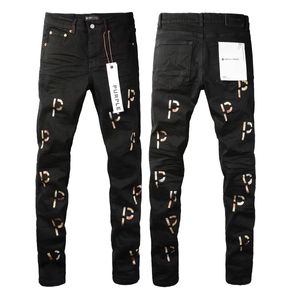 jeans maschi stretti pantaloni neri jeans strappato ginocchio per uomini jeans arricciati uomini cotone lungo cotone dritto viola bianco buca con cerniera pantaloni denim designer maschile jean qualità 28