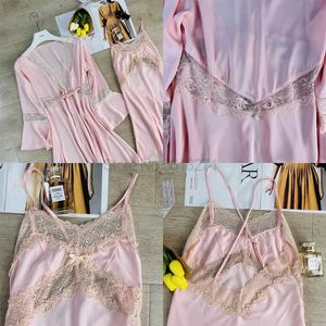 Kadınlar Robe V-Neck Loungewear Kadın pijama ile Kemez Nightgown Seksi Kimono Robe Elbise Lounge Wear Gelin Nightwear Perspektif Çamaşırı