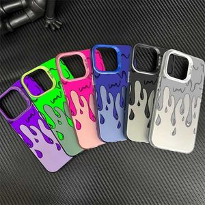 Корпуса с мобильными телефонами для телефона для iPhone 15 11 14 13 Pro Max 12 Mini XR xs x Lens Creative Border Border Silvered Cover Fun Paint Graffiti Art J240509