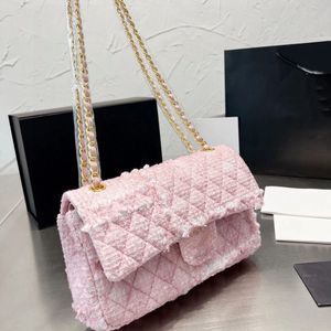 Fashion Designer Women Woolen Tote Beach Shopping Wallet Chain Handbag Luxury Shoulder Purse Crossbody Classic Flap Lattice Bag