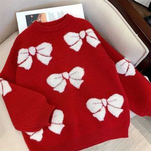 Uppsättningar 2-12 Autumn New Baby Girl Clothing Sweater Toddler Sticked Nyfödd långärmad bomullsdragare Top Q240508