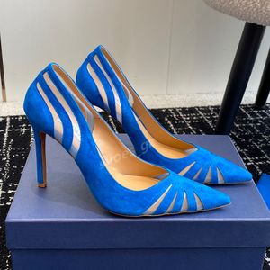 Aquazzura Suede Gaze Rhinestone Pumps Shoes Pointy Toes 10cm Women's Party Stiletto Heels Dress Shoes Luxury Designer Heeled Dinner Shoes 35-42 With Box