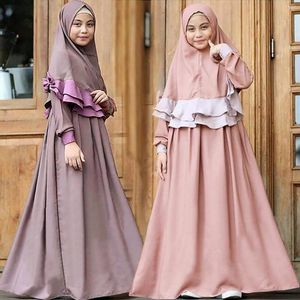 Girl Dresses Muslim Kids Girls Prayer Dress Hijab Abaya Robe Arab Dubai Children Ramadan Kaftan Headscarf Islamic Eid Party Gown Jilbab 2024