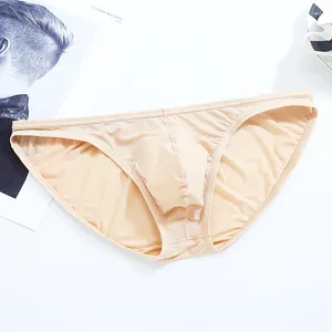 Underbyxor män underkläder sexig nylonis silktransparent ultratunna andningsbara trosor män låg midja trosor bikini