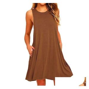 Plus Size Dresses Womens Summer Casual Swing T-Shirt Beach Er Up With Pockets Hy54 Drop Delivery Apparel Women'S Otxhn