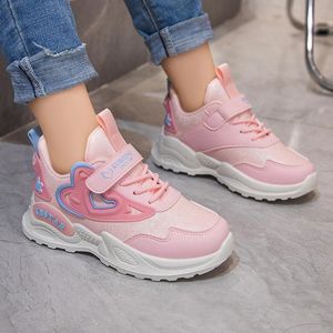 Childrens Running Shoes Girls Sneakers Fashion Classic Kids School Casual Sports Antiskid Pink With Love Heart 240506