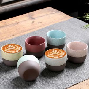 120 ml kreativitet retro tekoppar grov keramik handgjorda familjmästare cup matt ugn kaffe mugg tehus kinesiska kung fu te 240426