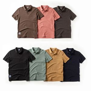 Polo Shirt Summer Lapel Elasticity Tshirt Solid Color Fashion Short Sleeve Business Casual Men Clothing M3XL BP13200 240430