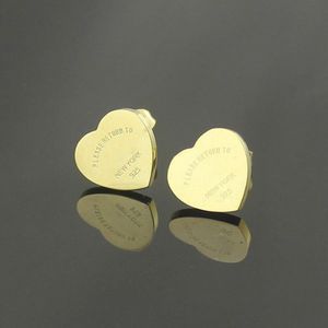 Hot Sell Big Famous Brand 316L Titanium Steel Stud Earring Luxury Heart Shape Brand Women Charm Love Earrings Fashion Jewelry Wholesale 277i