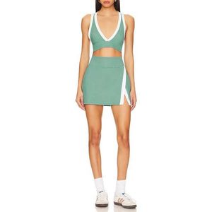 Tvådelt klänning Sean Tsing Women 2 Peice Set för Sport Tennis Sexig V-Neck Crop Top Backless + kjolar Athletic Traning Clothes Suits Y240508