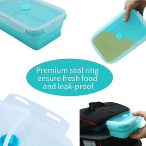 Borse per il pranzo borse da 4 pezzi Contenitori di stoccaggio alimentare in silicone con coperchi in silicone Box Bento Box BPA GRATUITO per la dispensa da cucina