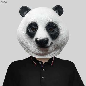 Máscaras de festa fofas gigantes panda cádica máscara de animais maquiagem bola de maquiagem divertida halloween performance adereços led rosto completo q240508