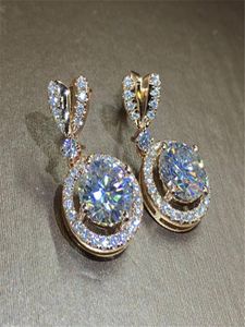 Bowknot 18K Rose Gold Diamond Dangle Earring Oryginalny 925 Srebrna biżuteria Party Wedding Drop Kolczyki dla kobiet Bridal 2009518539