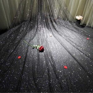 Bridal Welle Shining Black Veil Wedding Fairy Flashing Super Long Cathedral Sparkle 3280