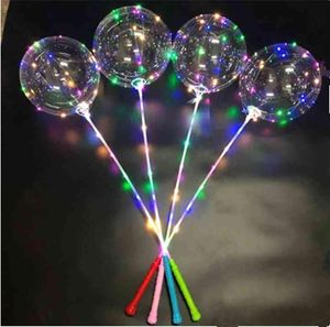 Luce lampeggiante LED Bobo Ball Balloons Star Star Unicorno Heart Love Xmas Tree Forma trasparente Palloon della festa di nozze trasparente con S1222489