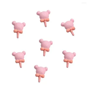 Decorative Flowers 50/100pcs Cute Pink Resin Lollipop Mouse /Bear Head Bow Candy Flatback Cabochon Scrapbooking DIY Phone Case