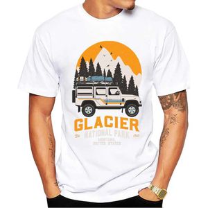 Мужские футболки Thub Vintage Glacier National Park Road Trip Мужская футболка RETRI Camping Printed Harajuku T Roomts Short Slve Tshirts Cool T Y240509