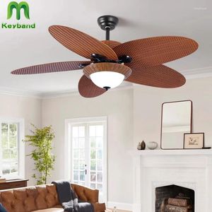 And 52 Inch Amercial Style Ceiling Fan With Remote ABS Rattan-Imitation Blades Powerful DC Motor Reverse Function 100-240V