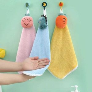 Towels Robes Hand Towels Coral Fleece Anime Hanging Towel Absorbent Children Hand Cute Cartoon Bath Wipe