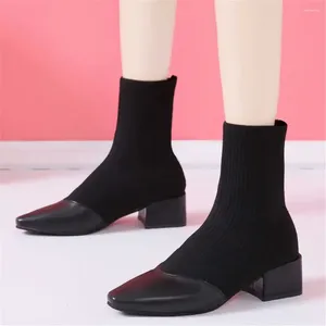 Vestido sapatos de salto alto feminino sem alças botas pretas