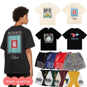 RHude T -Shirt Kurzärmelde Designer Herren T -Shirts Rhude Shorts Frauen Jogginghose Hight Quality Kleidung Sommer Luxus Baumwollbrief Drucktife Strandstil T -Shirts